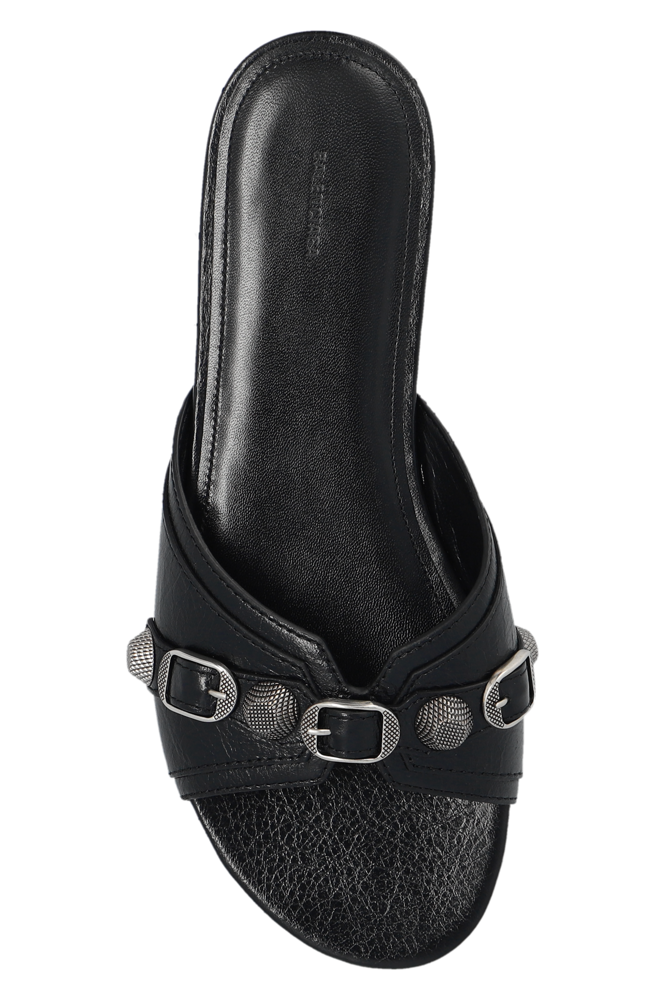 【送料&関税込】Balenciaga Cagole Leather Slides Cagole embellished textured-leather sandals | NET-A-PORTER